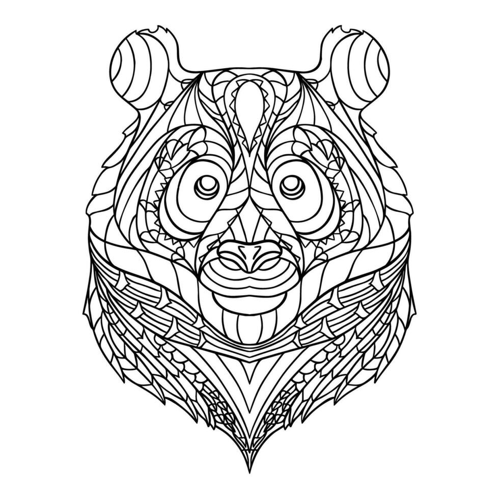 Hand Drawn Animal Bear Mandala Illustration vector