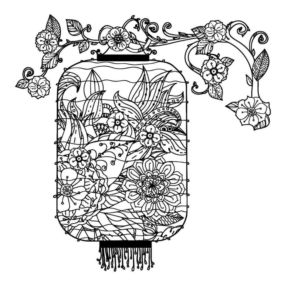 Hand Drawn Flowers Chinese Culture Line Art Illustration 34347423