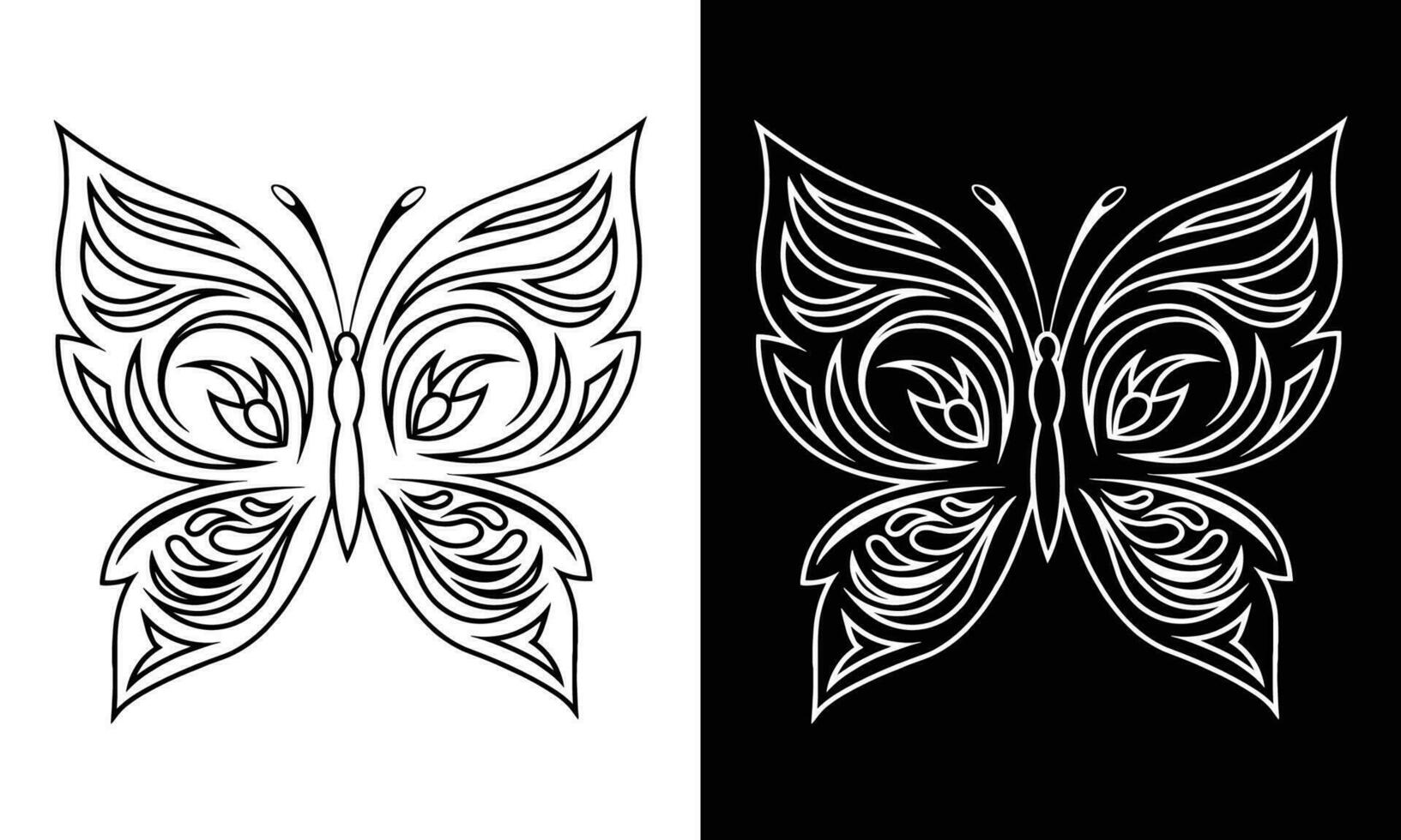 Hand Drawn Butterfly Line Art Illustration vector
