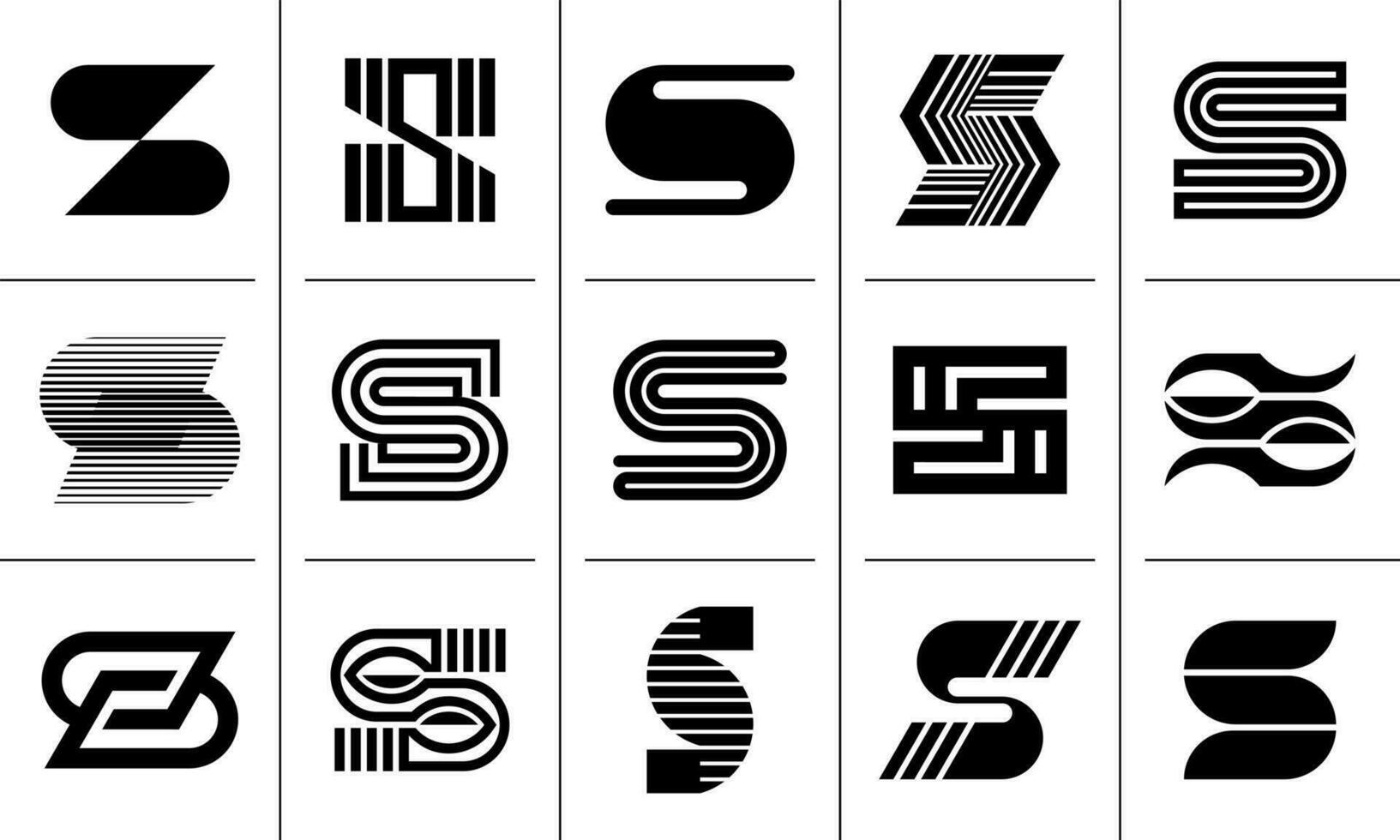 conjunto de geometría línea plano letra s logo marca diseño vector