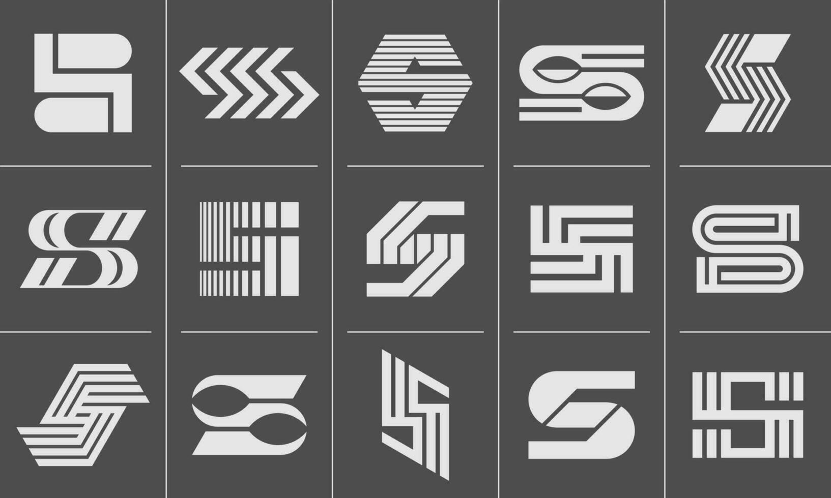 Simple line stripe abstract letter S logo icon design set vector