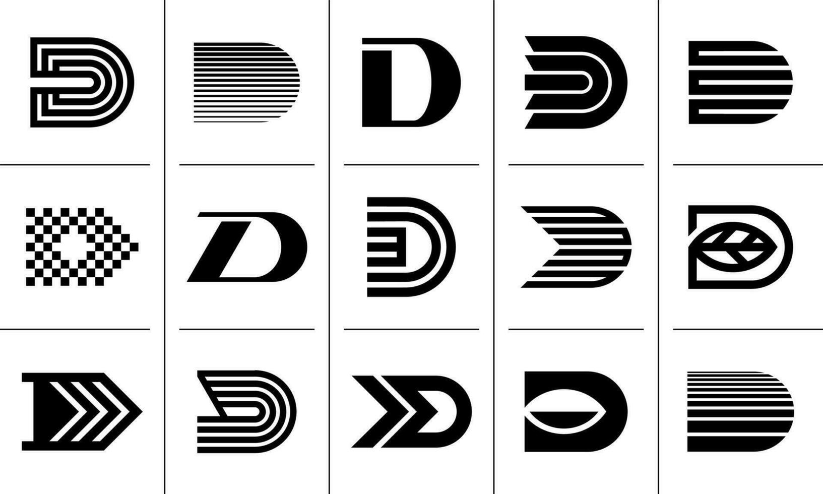 Modern abstract line monogram D letter logo design set vector