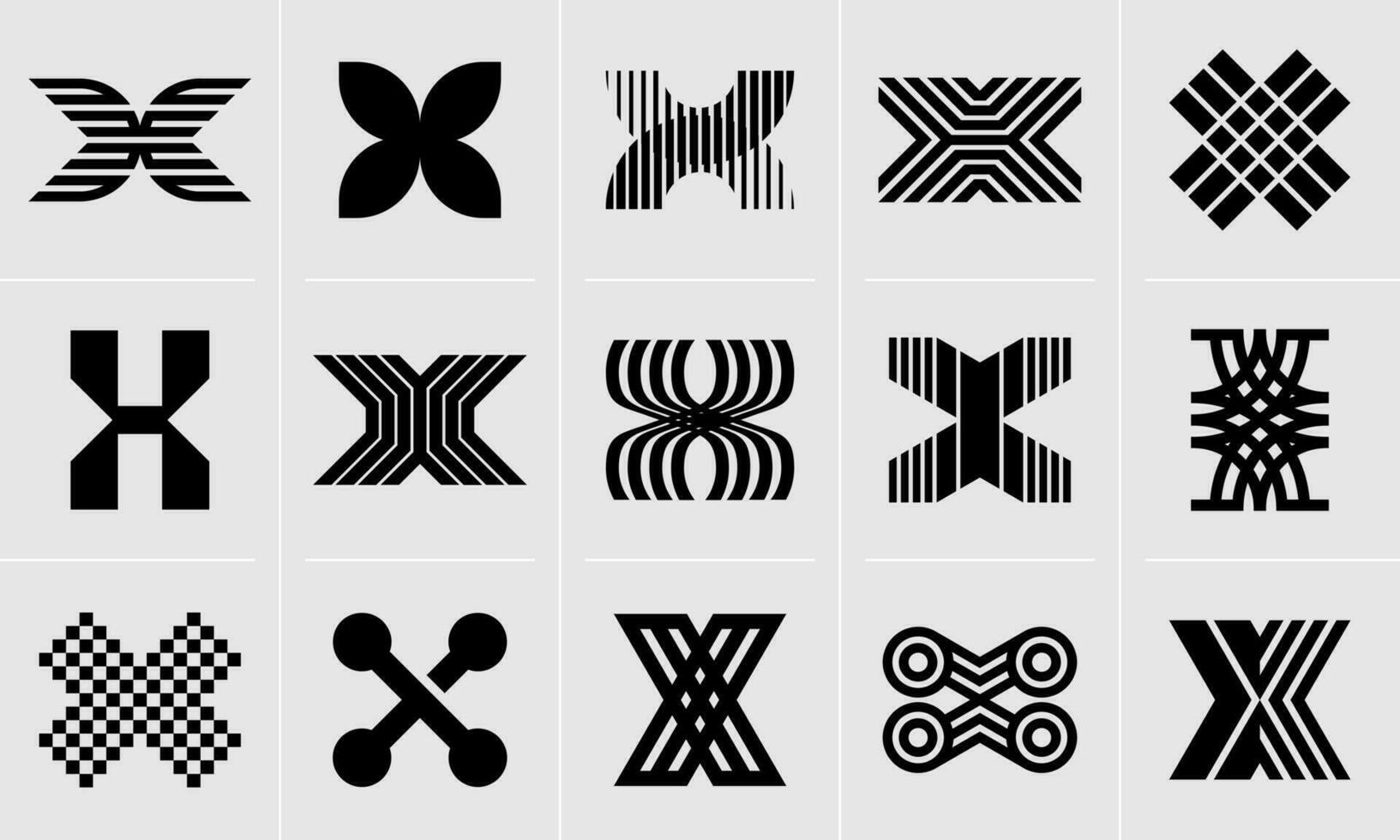 Modern line monogram X letter logo design set vector