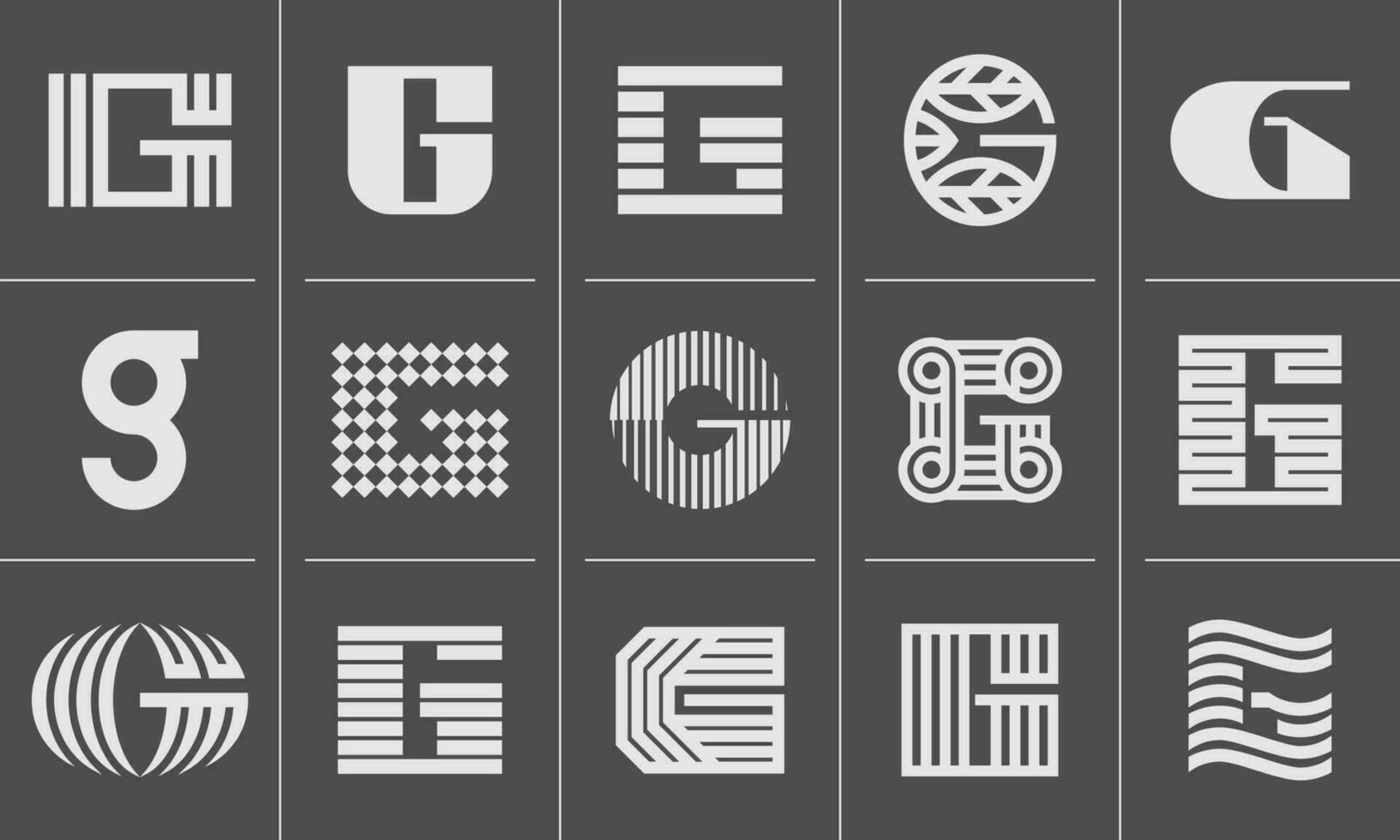 Line technology abstract letter G logo icon design set vector