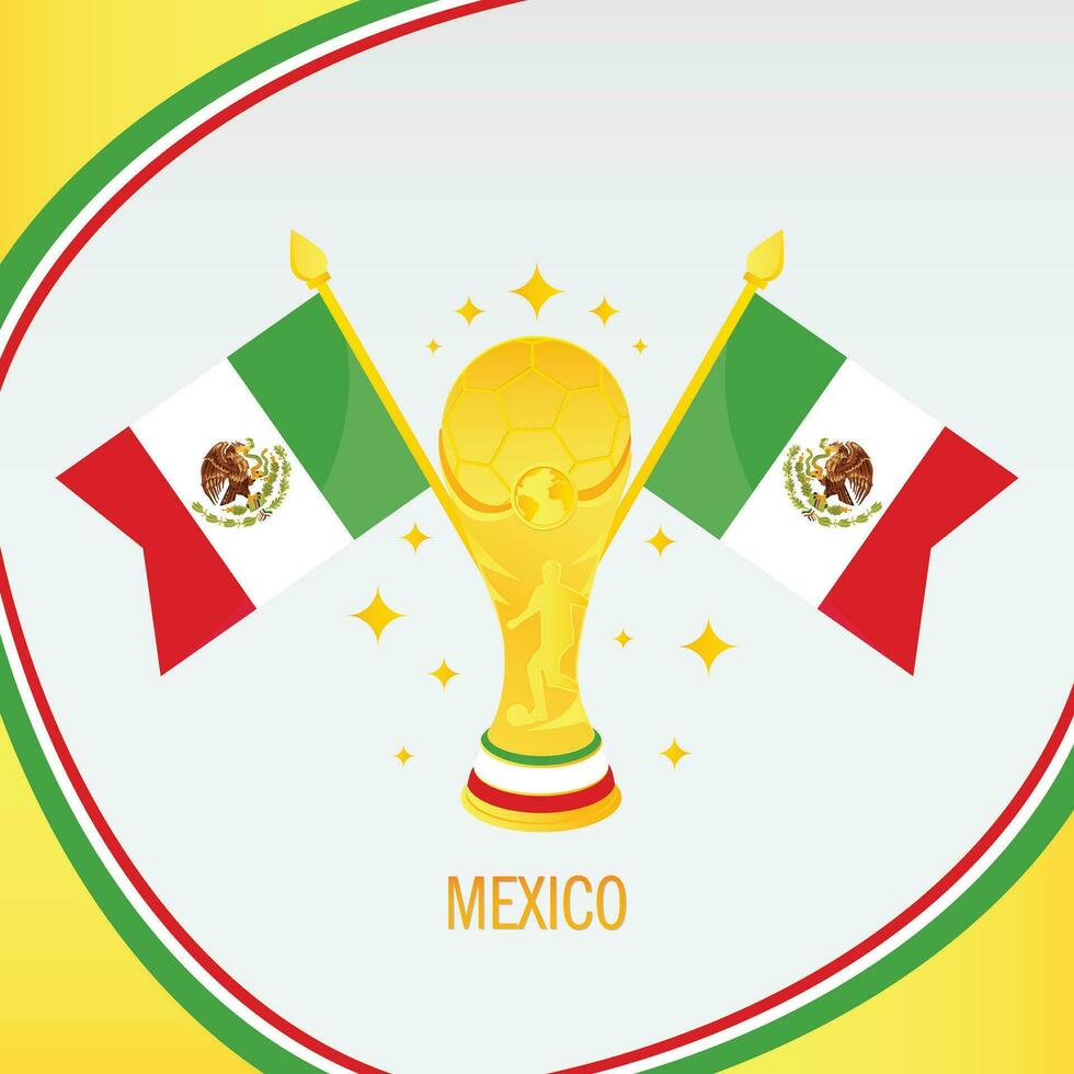 Gold Football Trophy Cup and Mexico Flag vector