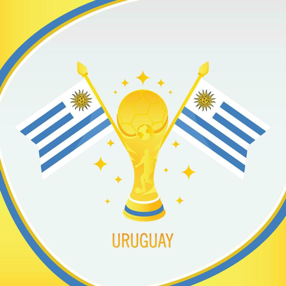 Gold Football Trophy Cup and Uruguay Flag vector