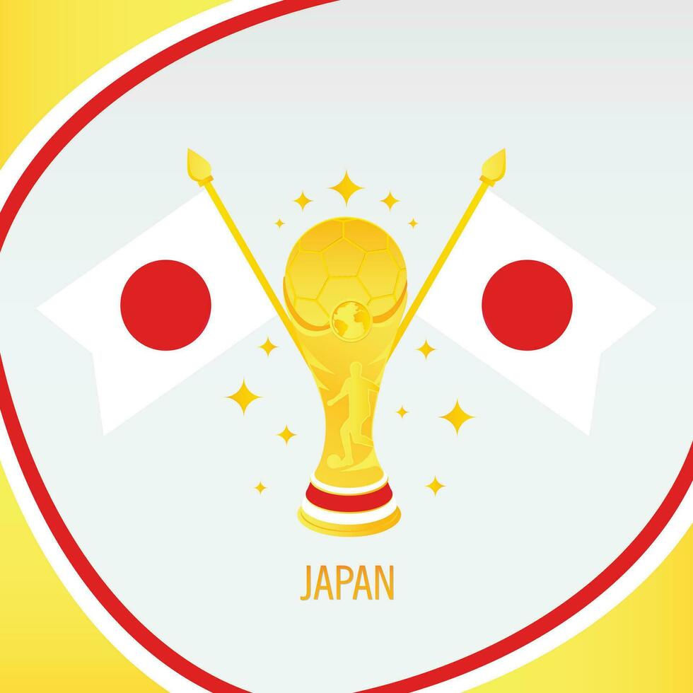 Gold Football Trophy Cup and Japan Flag vector