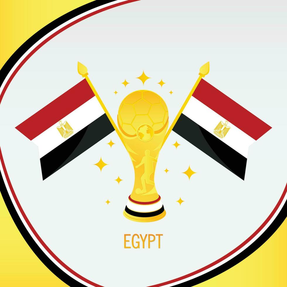 Gold Football Trophy Cup and Egypt Flag vector
