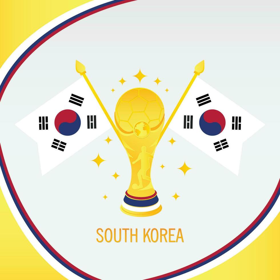 Gold Football Trophy Cup and South Korea Flag vector
