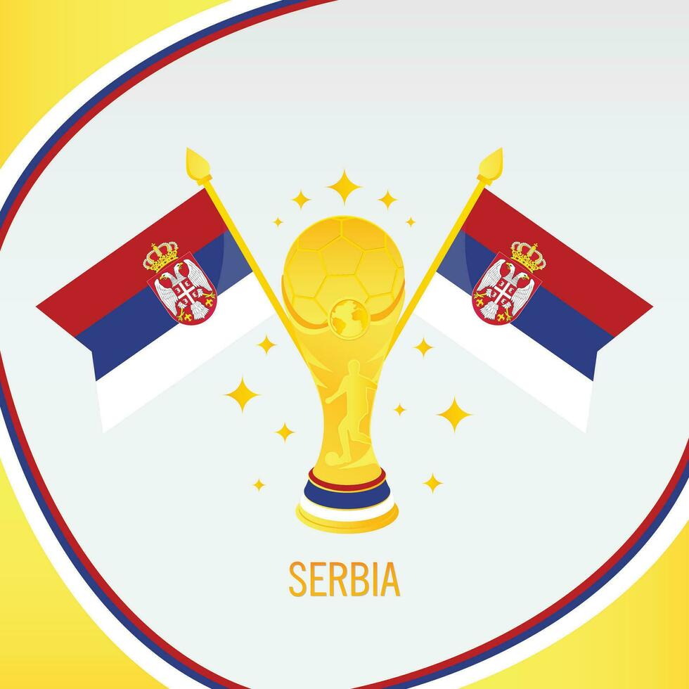 Gold Football Trophy Cup and Serbia Flag vector