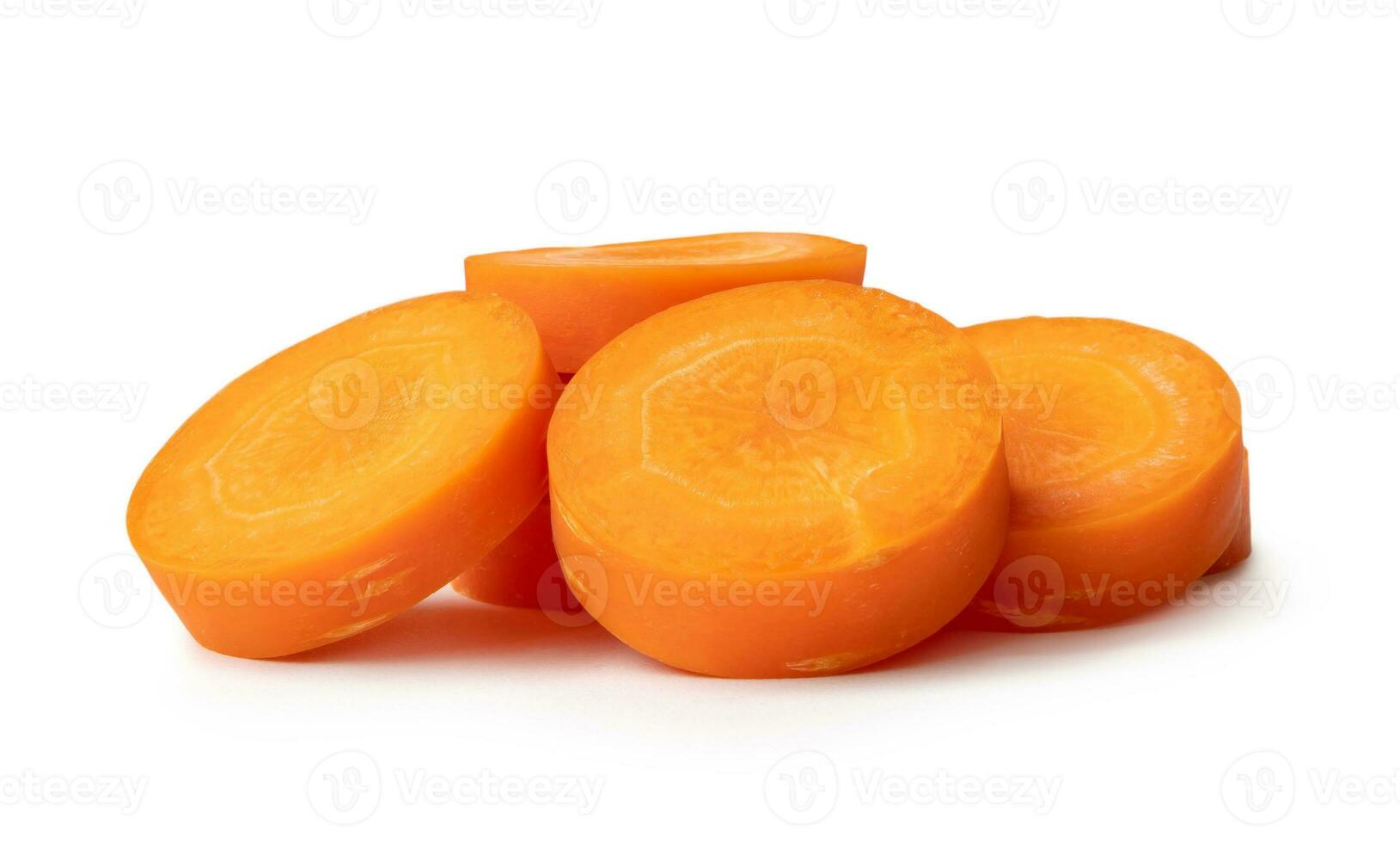Beautiful orange  carrot slices in stack isolated on white background with clipping path. photo