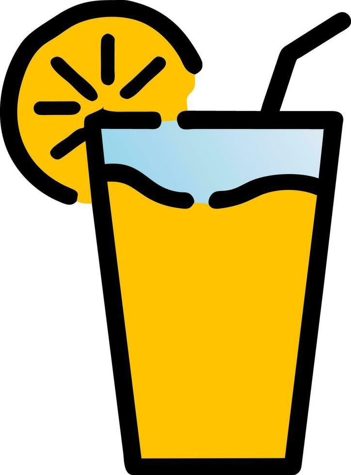 Lemon juice isolated on white background. Fruit juice in glass, straw tube. Fresh lemon juice for design drink menu cafe or restaurants. vector