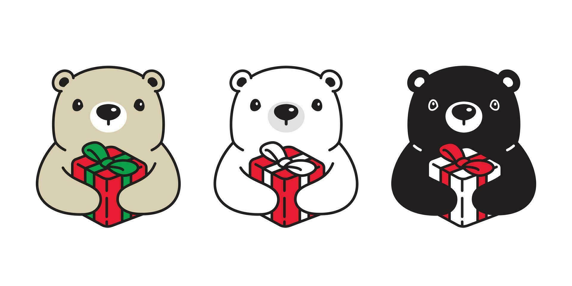 Bear vector Christmas polar bear Santa Claus hat icon gift box cartoon character logo symbol illustration doodle design
