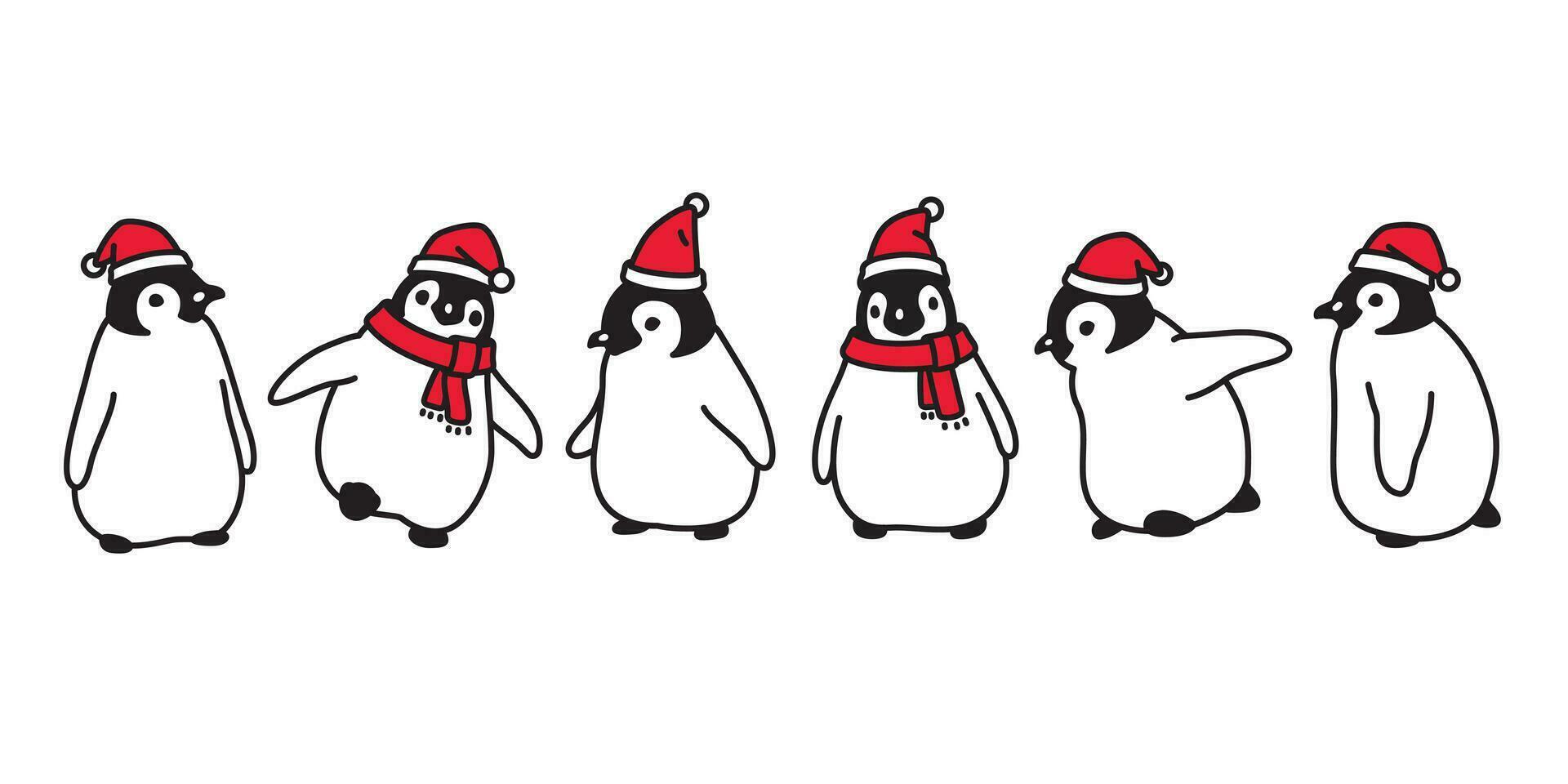 pingüino vector Navidad Papa Noel claus sombrero icono logo dibujos animados personaje ilustración símbolo gráfico garabatear diseño