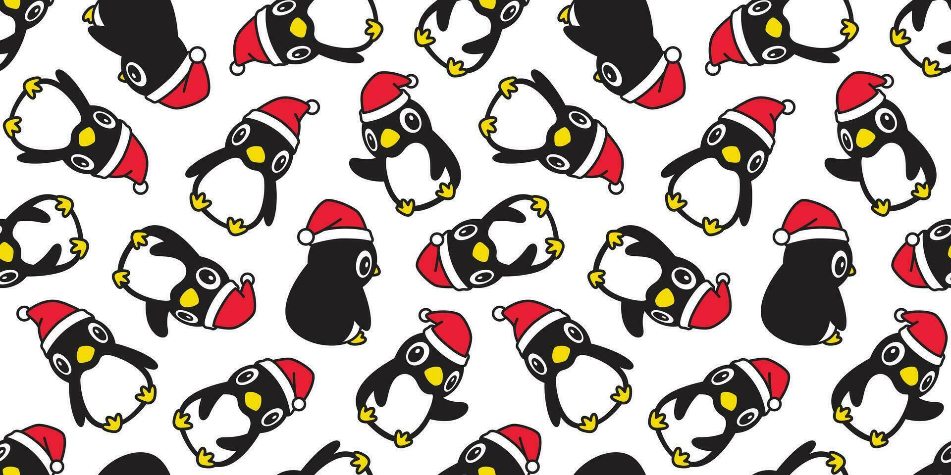 pingüino sin costura modelo Navidad vector Papa Noel claus sombrero bufanda aislado repetir fondo de pantalla loseta antecedentes dibujos animados personaje garabatear ilustración diseño