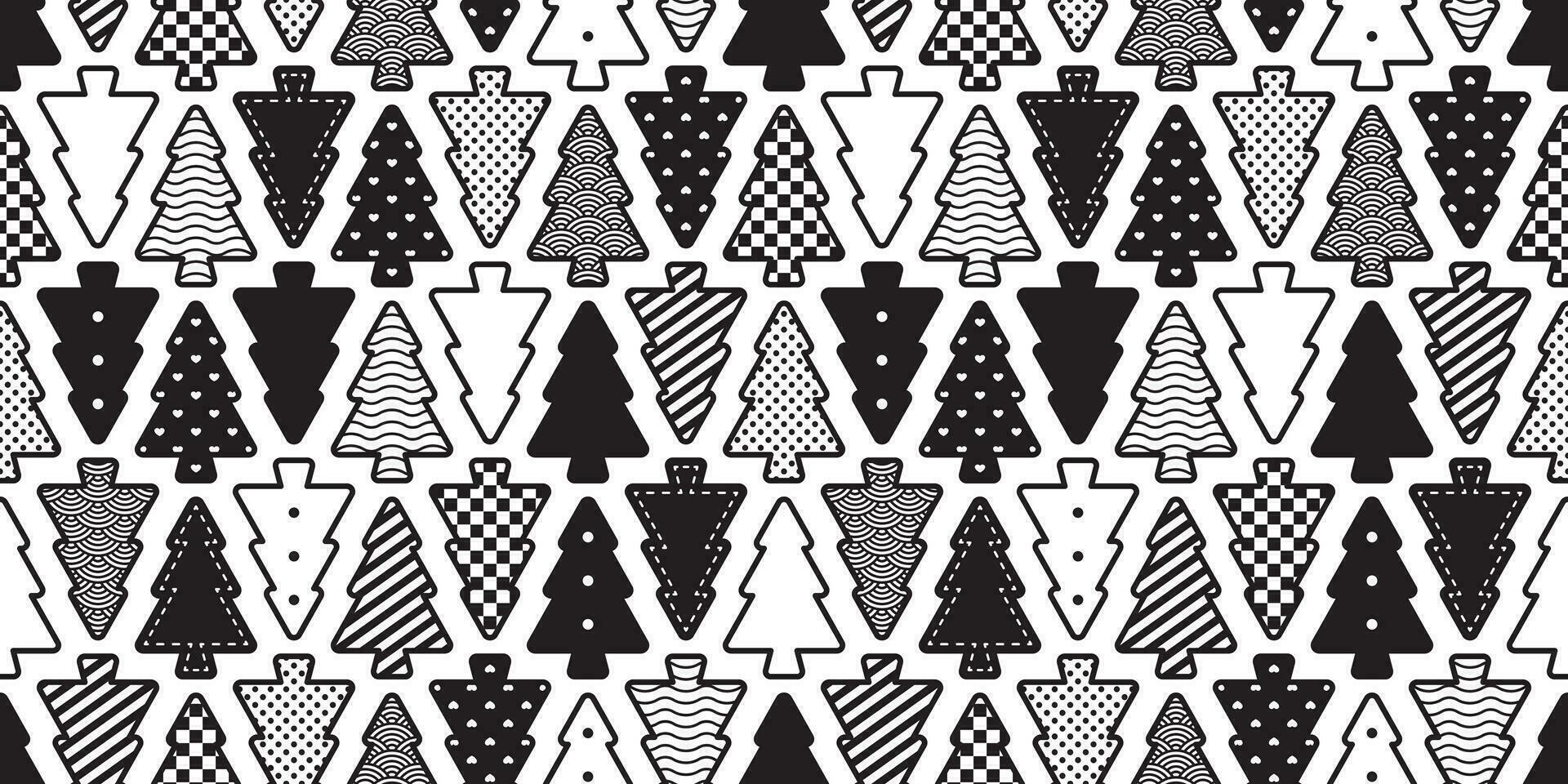 christmas tree seamless pattern vector checked polka dot striped heart cartoon scarf isolated tile wallpaper repeat background illustration gift wrap paper doodle design