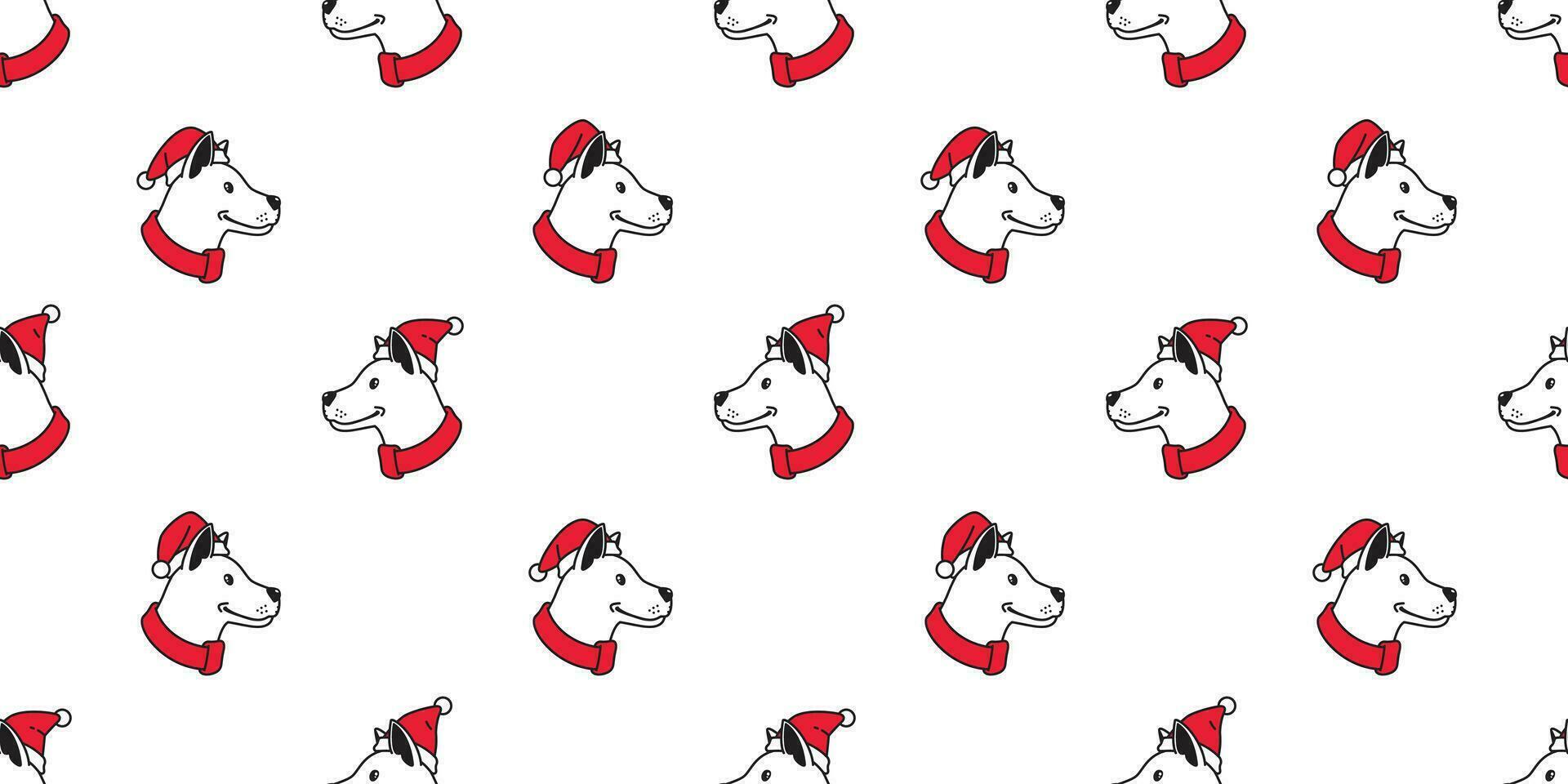 dog seamless pattern Christmas vector Santa Claus hat hound puppy pet scarf isolated cartoon repeat background tile wallpaper illustration design