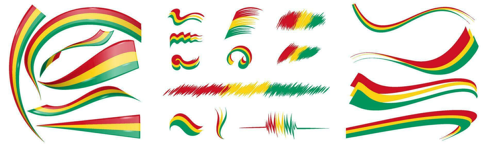 Guinea flag set elements, vector illustration on a white background