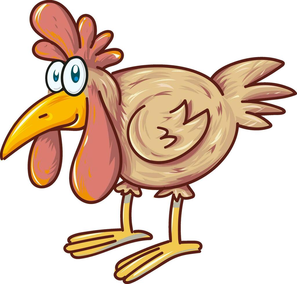 Vector Illustration of cute cartoon hen isolated on white background