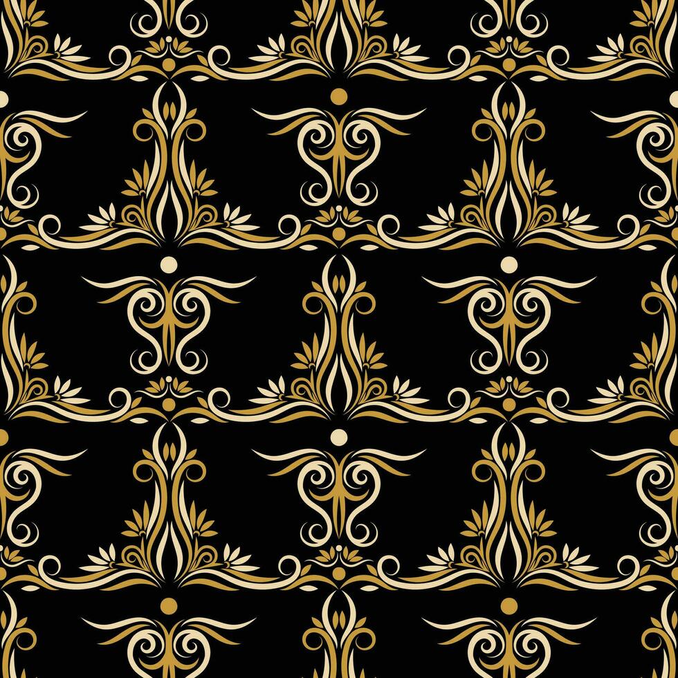 Seamless vector background of ornate decorative gold elements in art deco style. Pattern for printing, fabric, textile, wrapping, wallpaper.