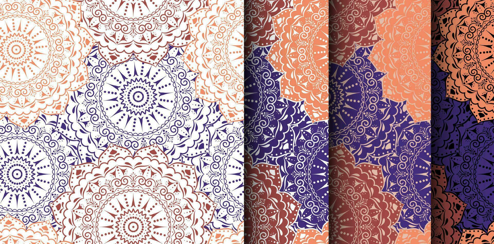 Set of Oriental Seamless Pattern. Mandala ethnic ornament for textile, fabric, linen, wrapping, wallpaper. vector