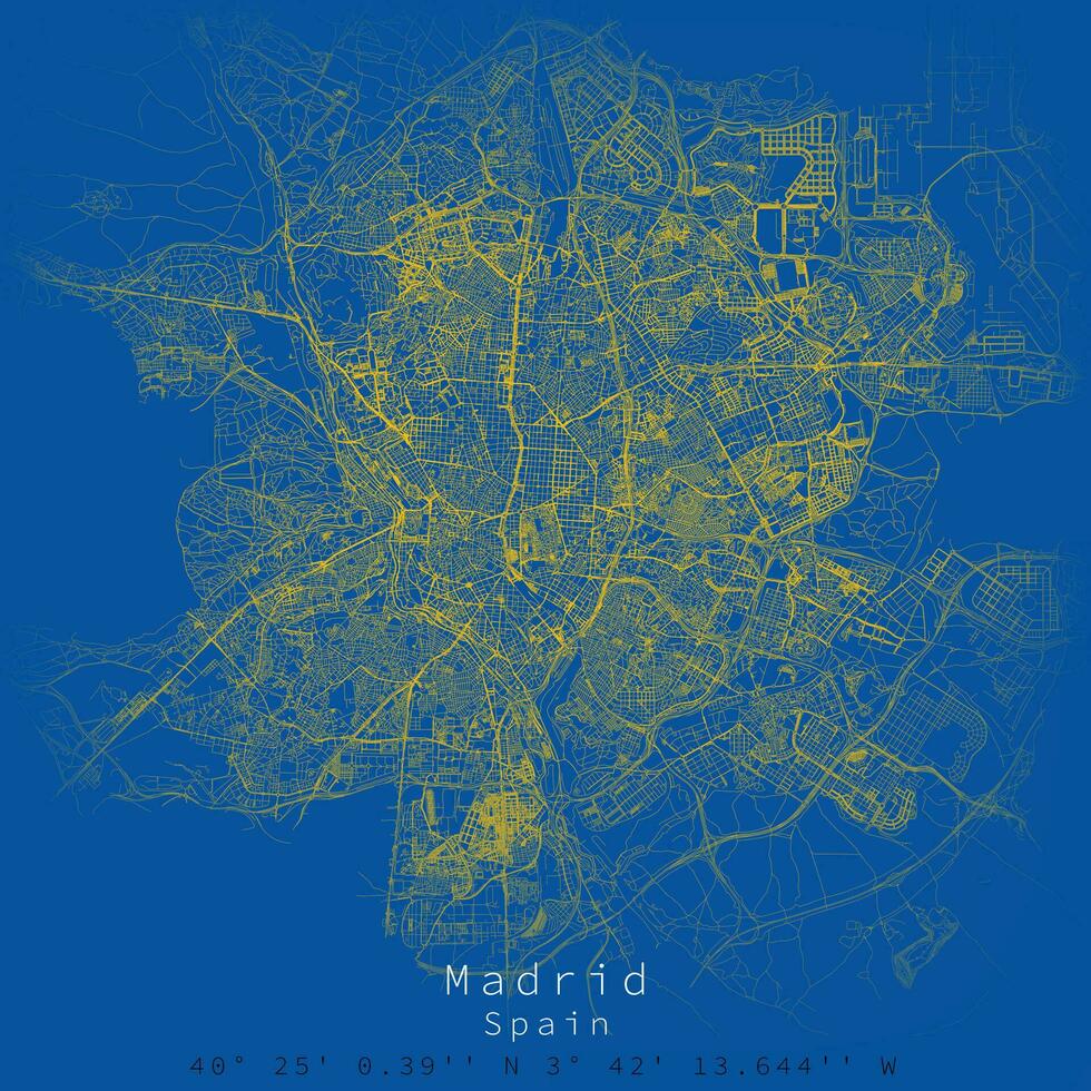 Madrid city urban street roads map vector