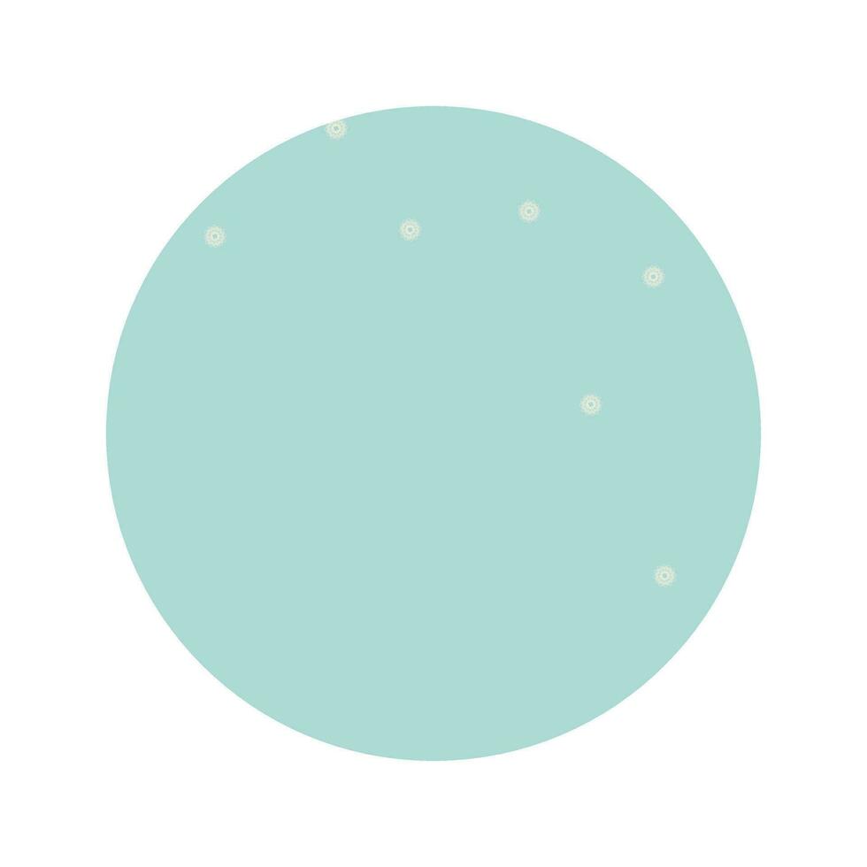 Abstract background in figure circle winter theme. Small snowflakes on a light blue background. Banner, poster design, for social networks. Vector flat illustration.