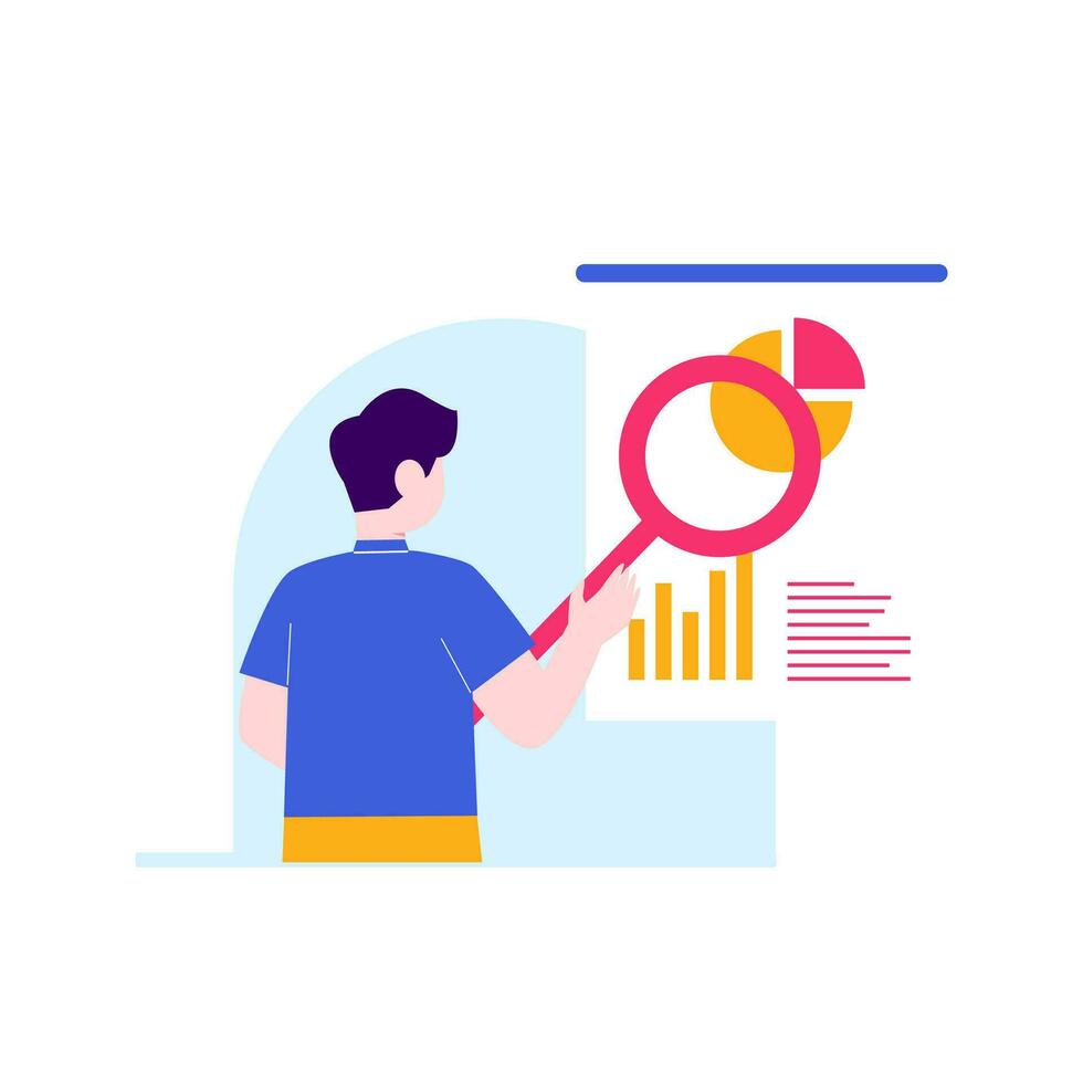 data analysis flat ilustration, analysis concept ilustration vector