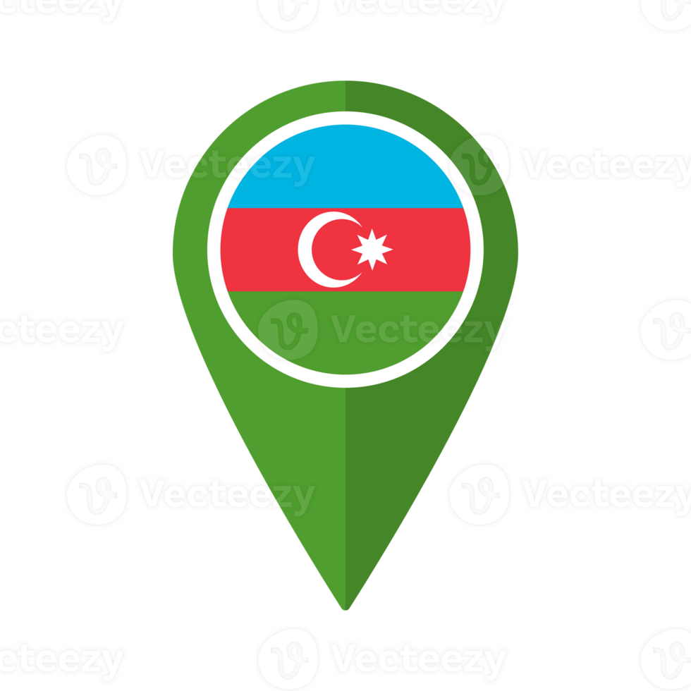 Flag of Azerbaijan flag on map pinpoint icon isolated green color png