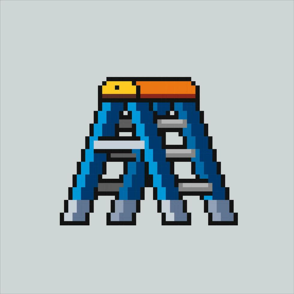 píxel Arte ilustración escalera. pixelado escalera. madera hierro alpinismo escalera pixelado para el píxel Arte juego y icono para sitio web y vídeo juego. antiguo colegio retro vector