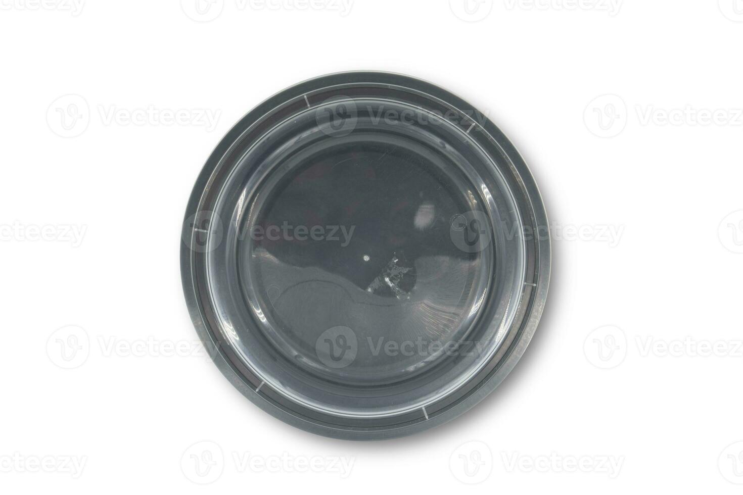 A black rounded food tray isolated on white background photo