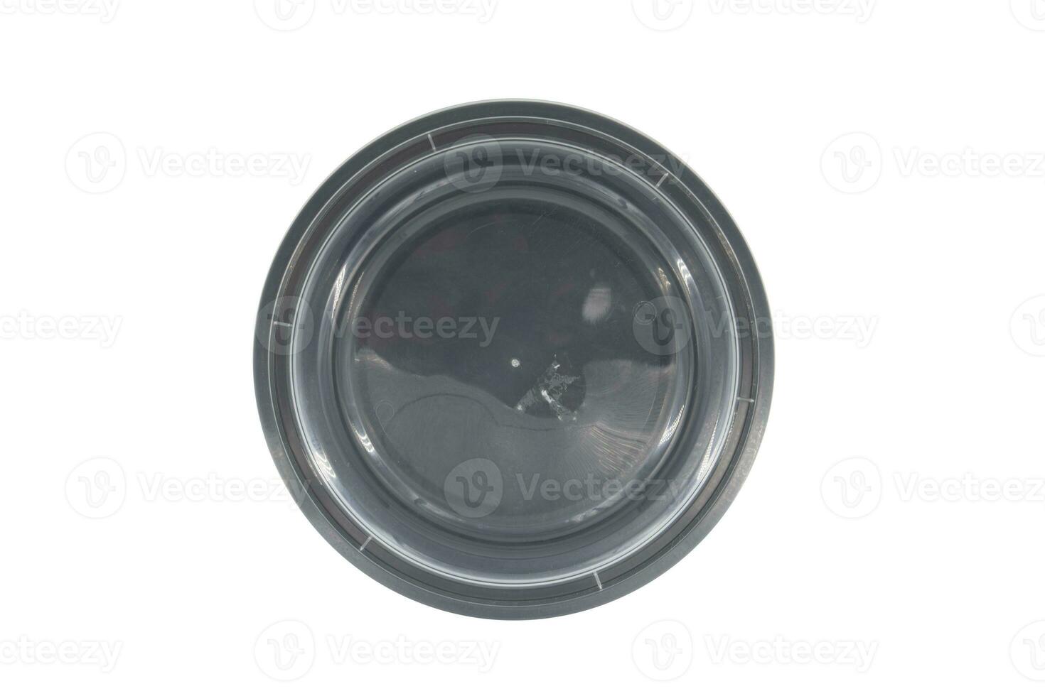 A black rounded food tray isolated on white background photo