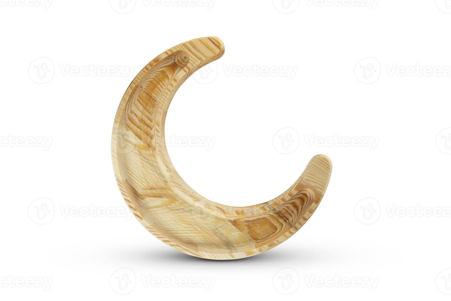 Wooden crescent ramadan moon - Hilal isolated on white background photo