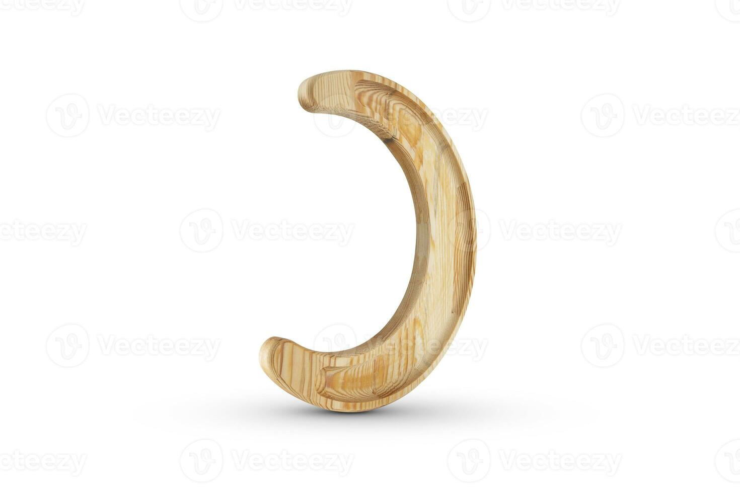 Wooden crescent ramadan moon - Hilal isolated on white background photo