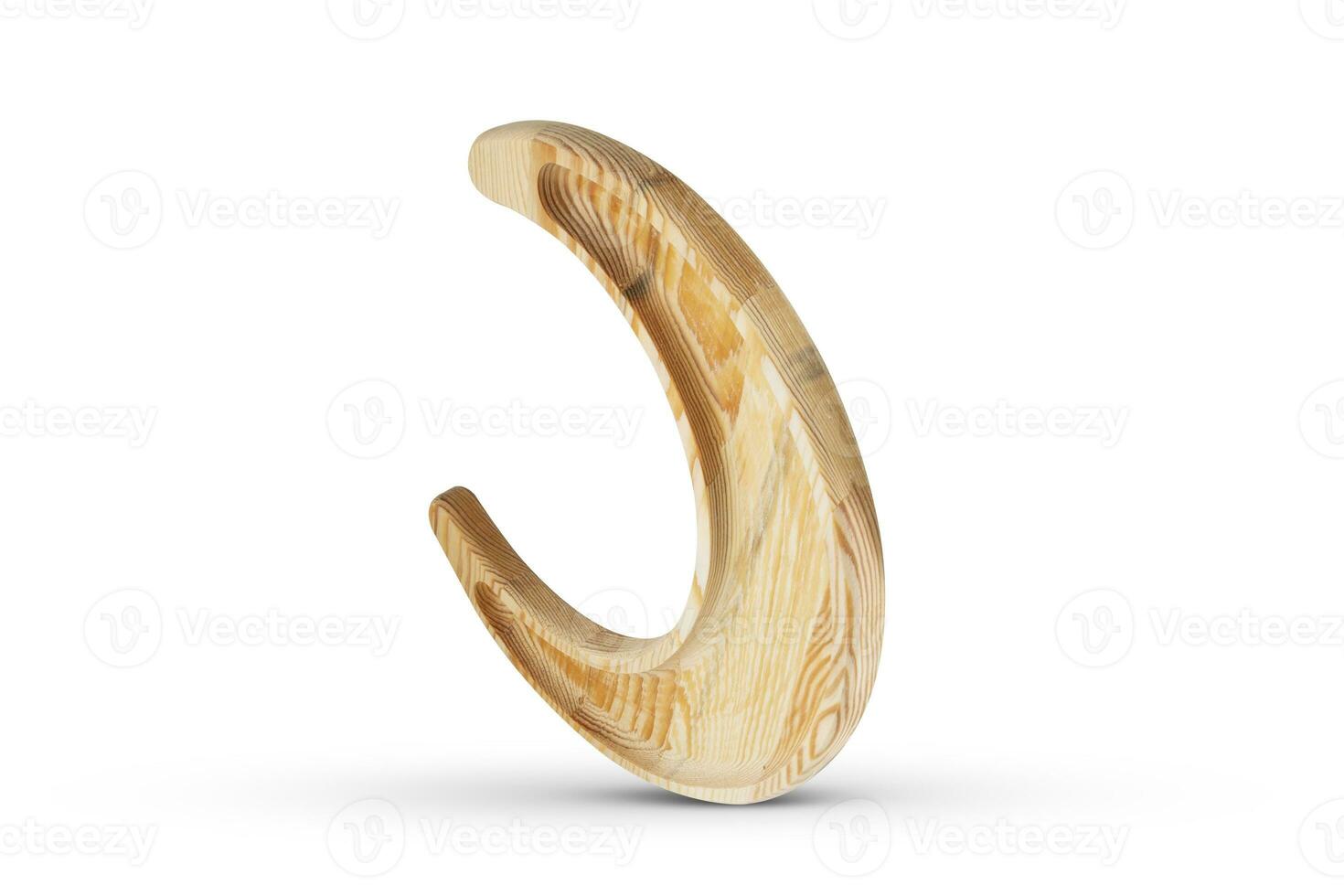Wooden crescent ramadan moon - Hilal isolated on white background photo