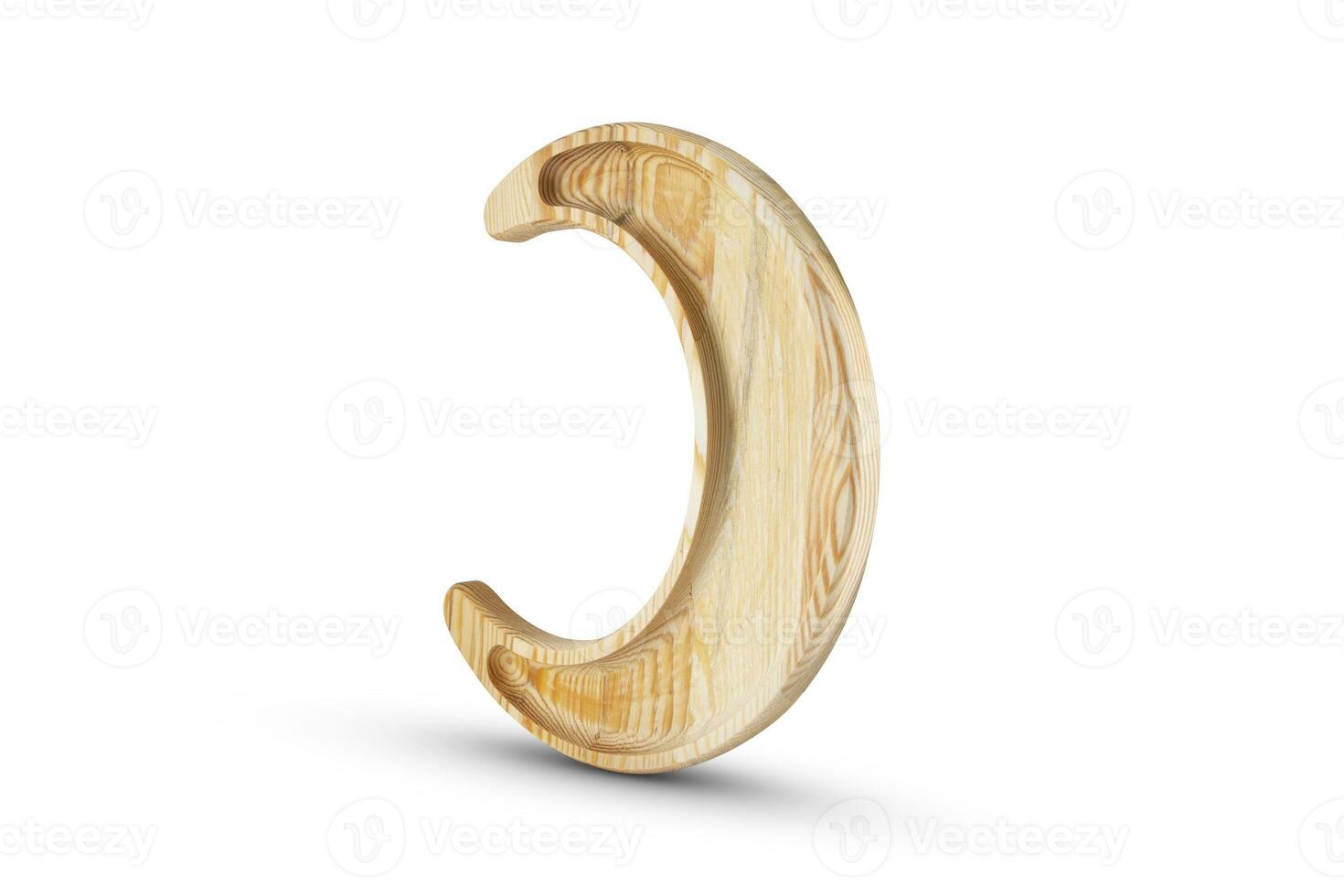 Wooden crescent ramadan moon - Hilal isolated on white background photo