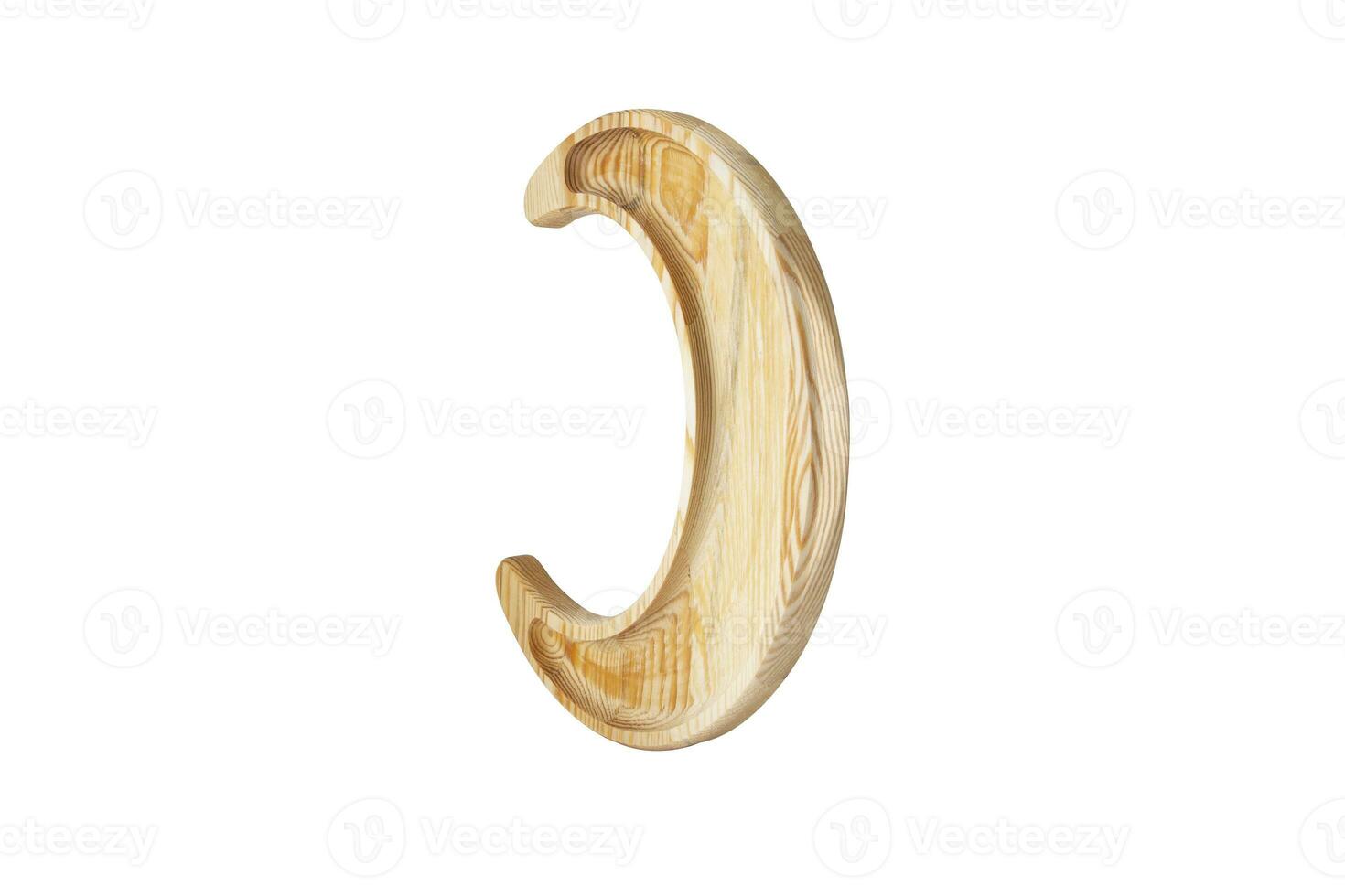 Wooden crescent ramadan moon - Hilal isolated on white background photo