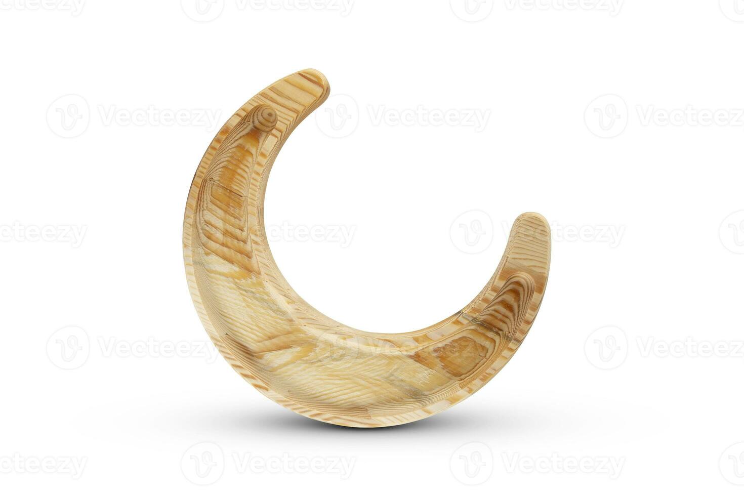 Wooden crescent ramadan moon - Hilal isolated on white background photo