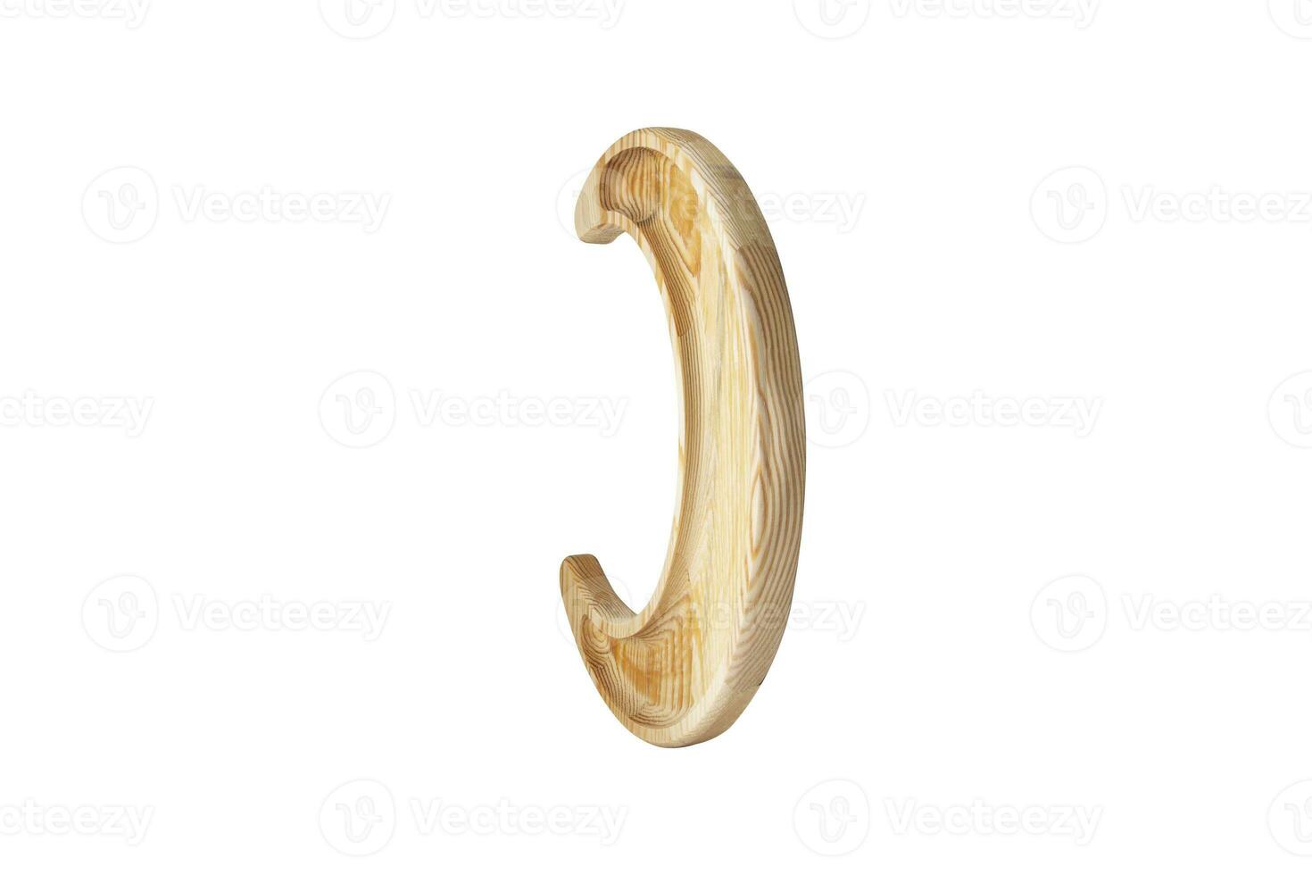 Wooden crescent ramadan moon - Hilal isolated on white background photo