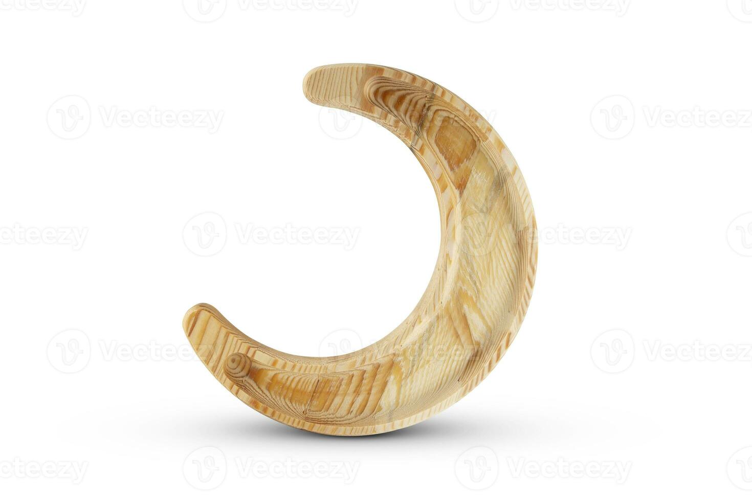 Wooden crescent ramadan moon - Hilal isolated on white background photo