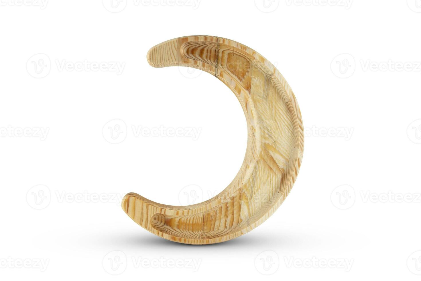Wooden crescent ramadan moon - Hilal isolated on white background photo