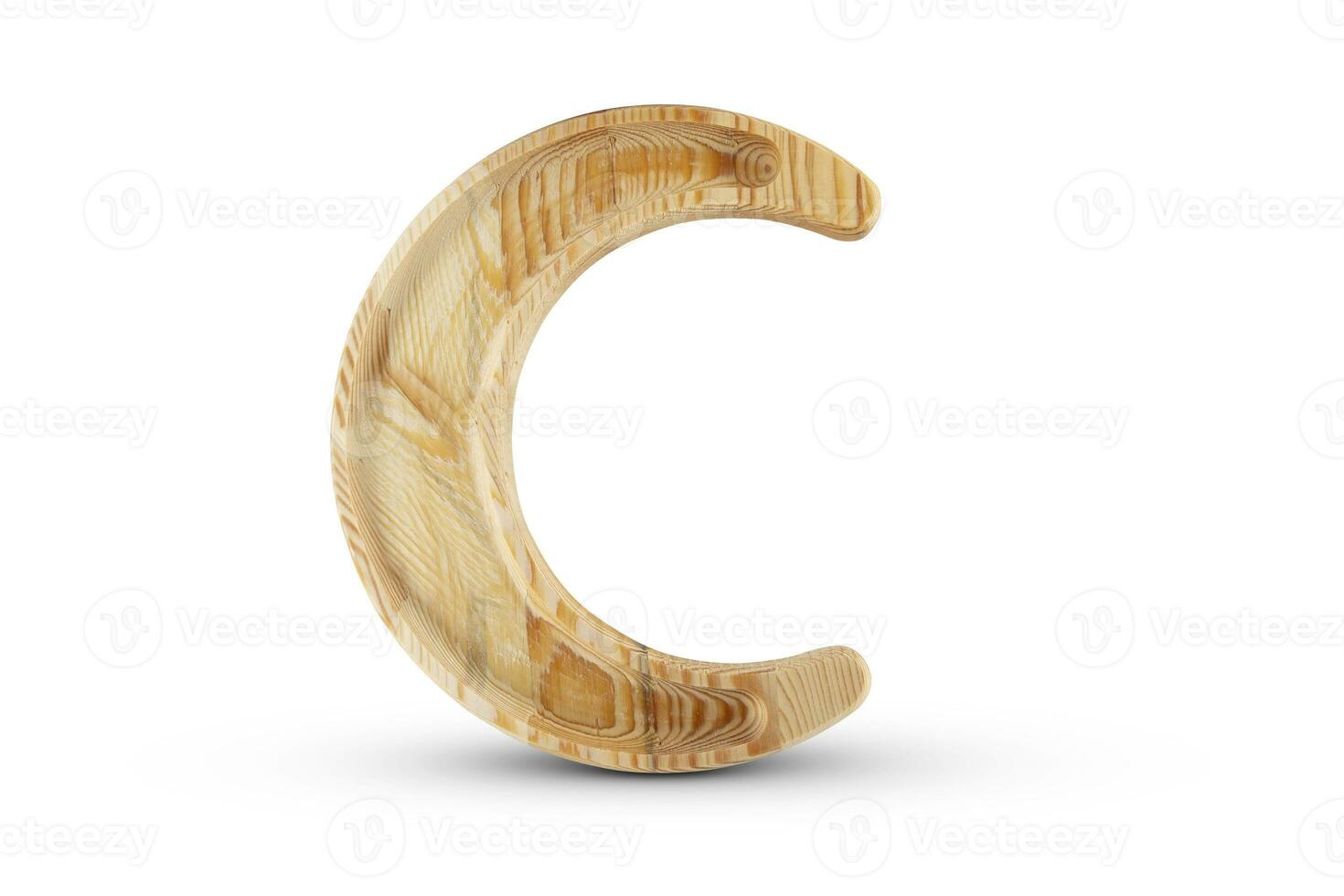 Wooden crescent ramadan moon - Hilal isolated on white background photo