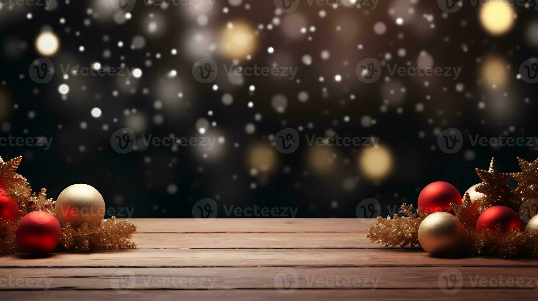 Christmas background with christmas red decorations and space for text. Generative AI photo