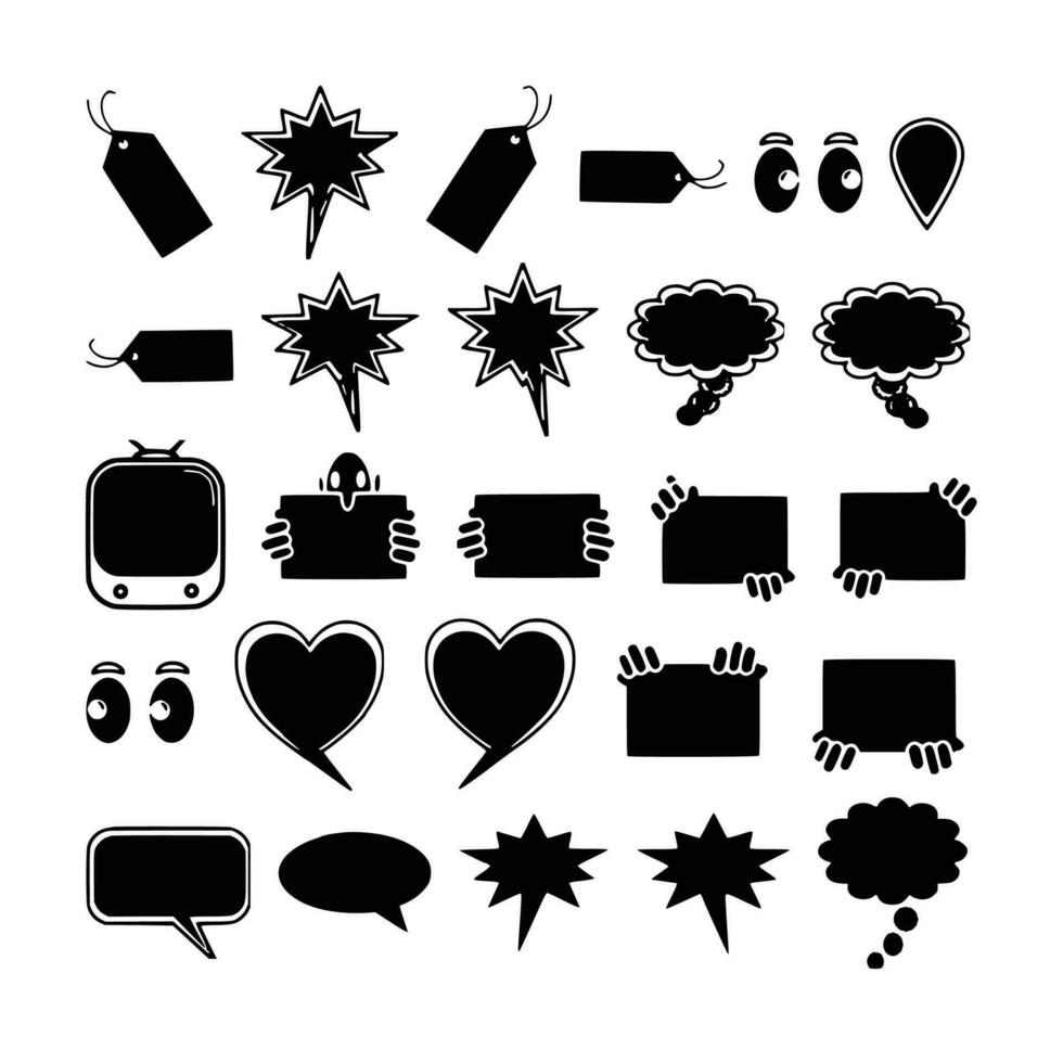 Set of different types empty speech clouds chat bubbles icon vector shapes for comics or web. Add text, easy to edit, any size.