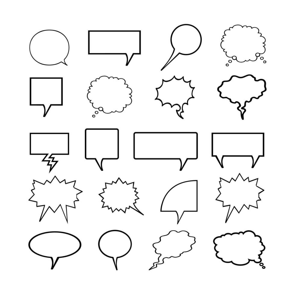 conjunto de diferente tipos vacío habla nubes charla burbujas icono vector formas para historietas o web. añadir texto, fácil a editar, ninguna tamaño.