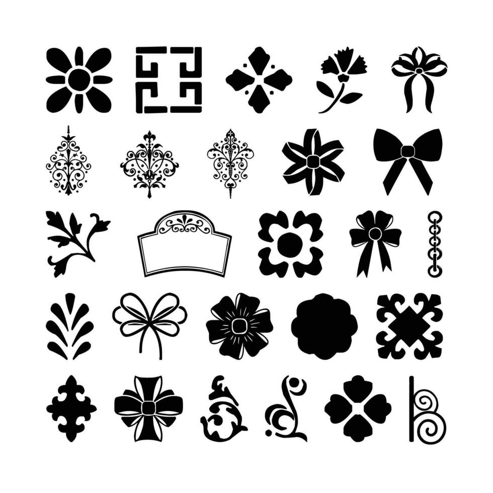 Decorative floral ornaments elements and fleur de lis. vector