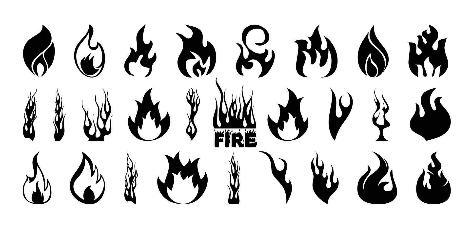 fuego fuego icono conjunto símbolo de fuego. colecciones de fuego. vector