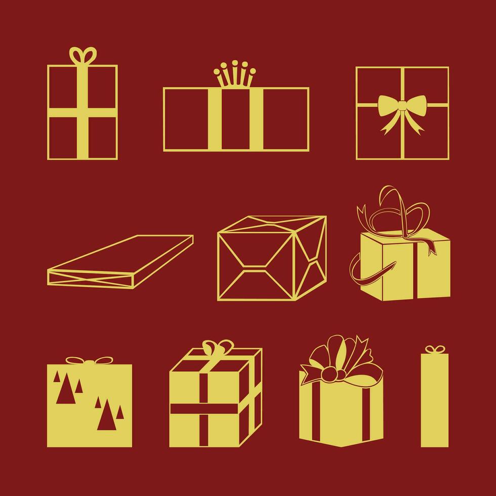 Christmas Luxury Gift Boxes Icons vector