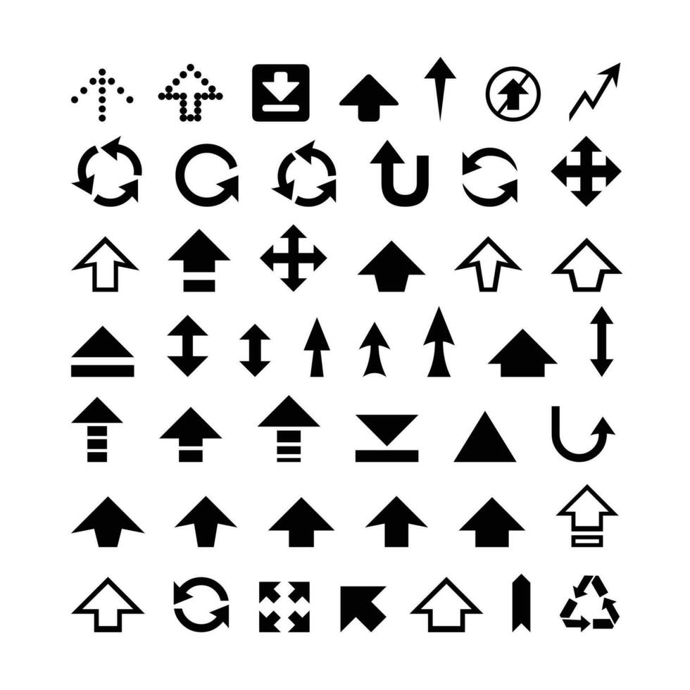 Black vector modern simple arrows collection. Set of direction symbols or different arrows on flat style for web design or interface.