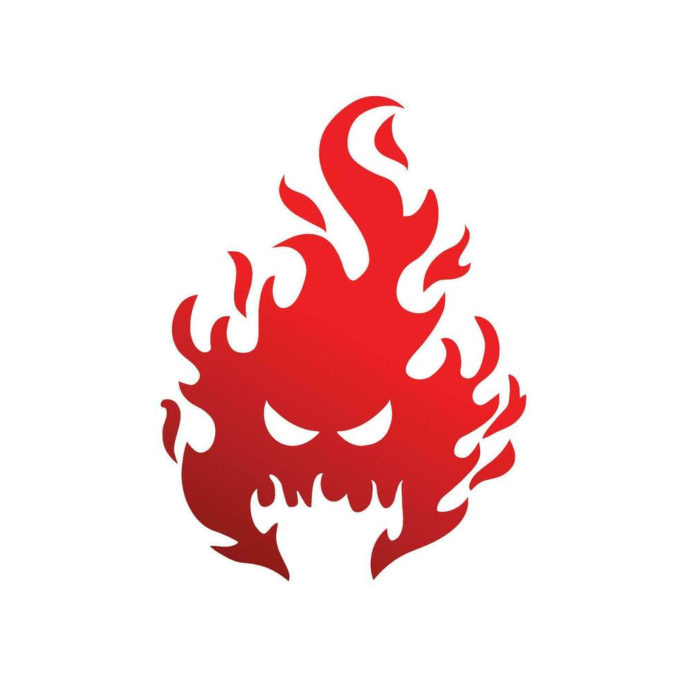 Angry face in a fire ghost vector